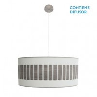 Distribuidor - Lâmpadas Diversas | Colgantes Moderno | COLGANTE IVANNA 3XE27 NIQUEL/BLANCO-MADERA GRIS REGX60X60 CM Ref: 188496083